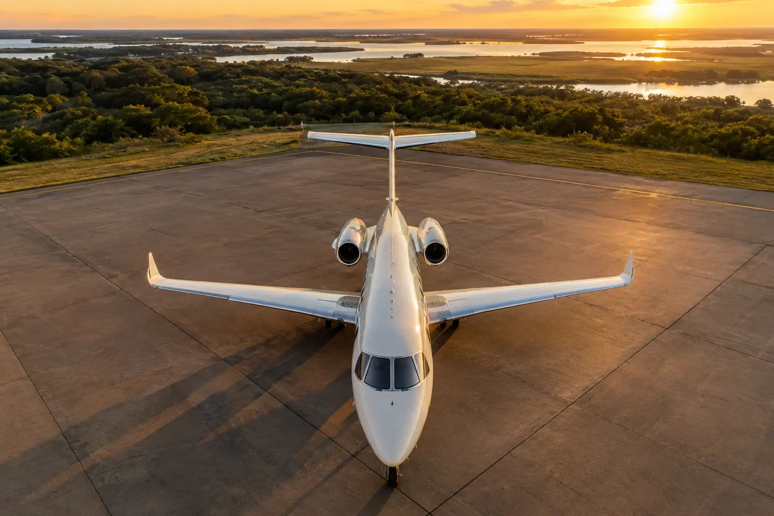 Light jet waiting on an empty ramp