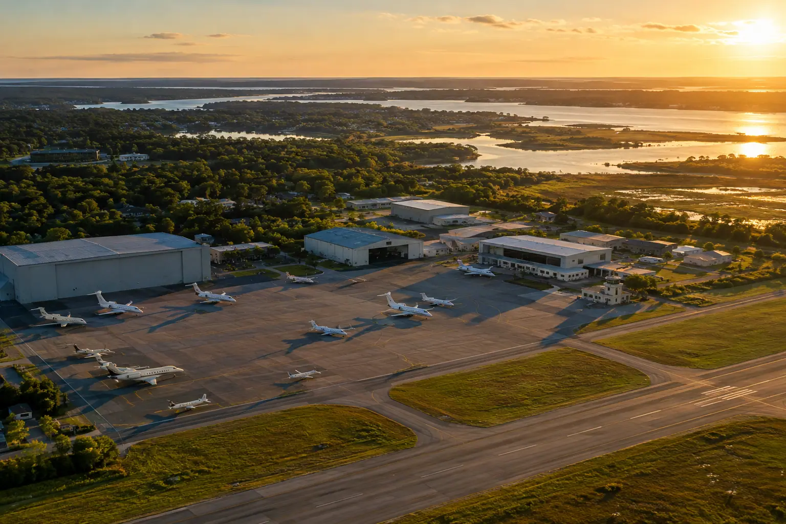 Business aviation ramp near the US